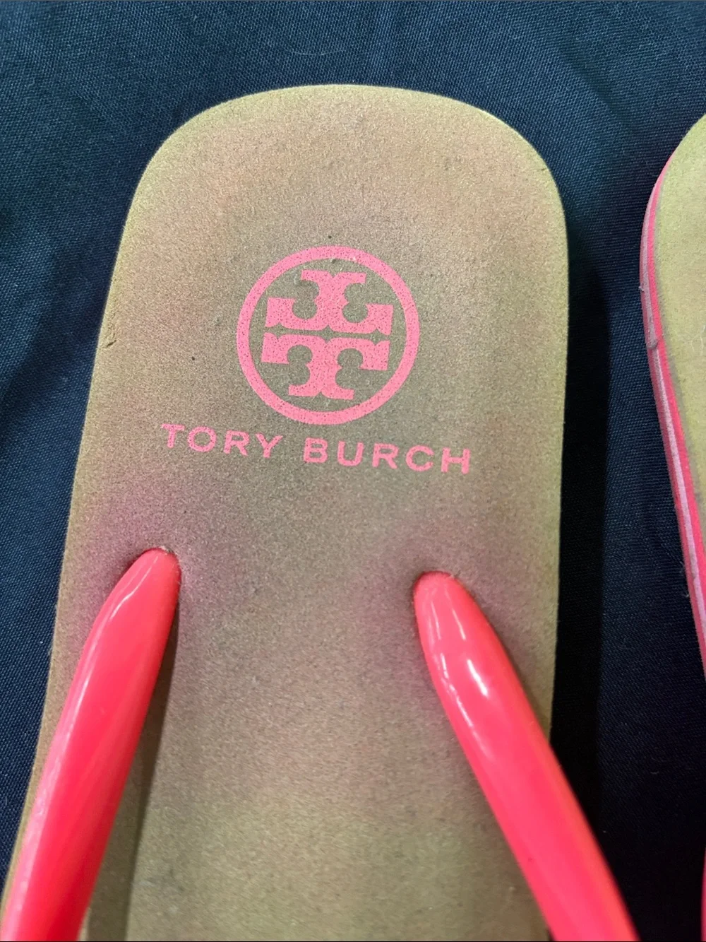 Tory Burch Pink Coral Logo Thong Sandals Sz M(6-7) VGUC